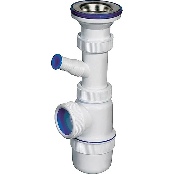 Сифон универсальный 40x40 с отводом для стиральной машины WirQuin [30980614]