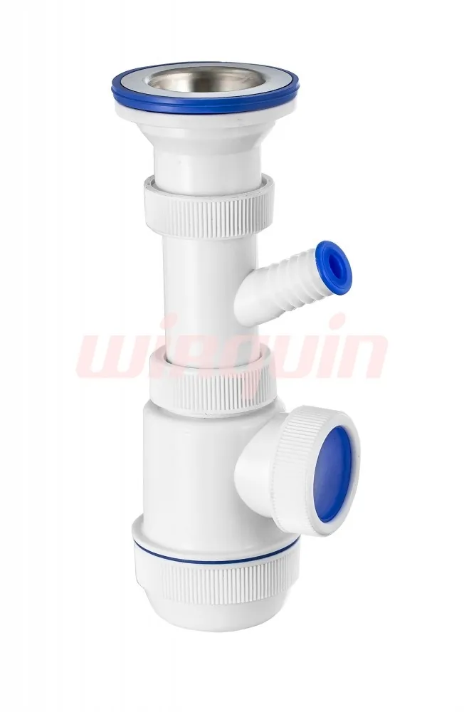 Сифон универсальный 40x40 с отвод. для с/м, удлин. патрубок WirQuin [30980674]