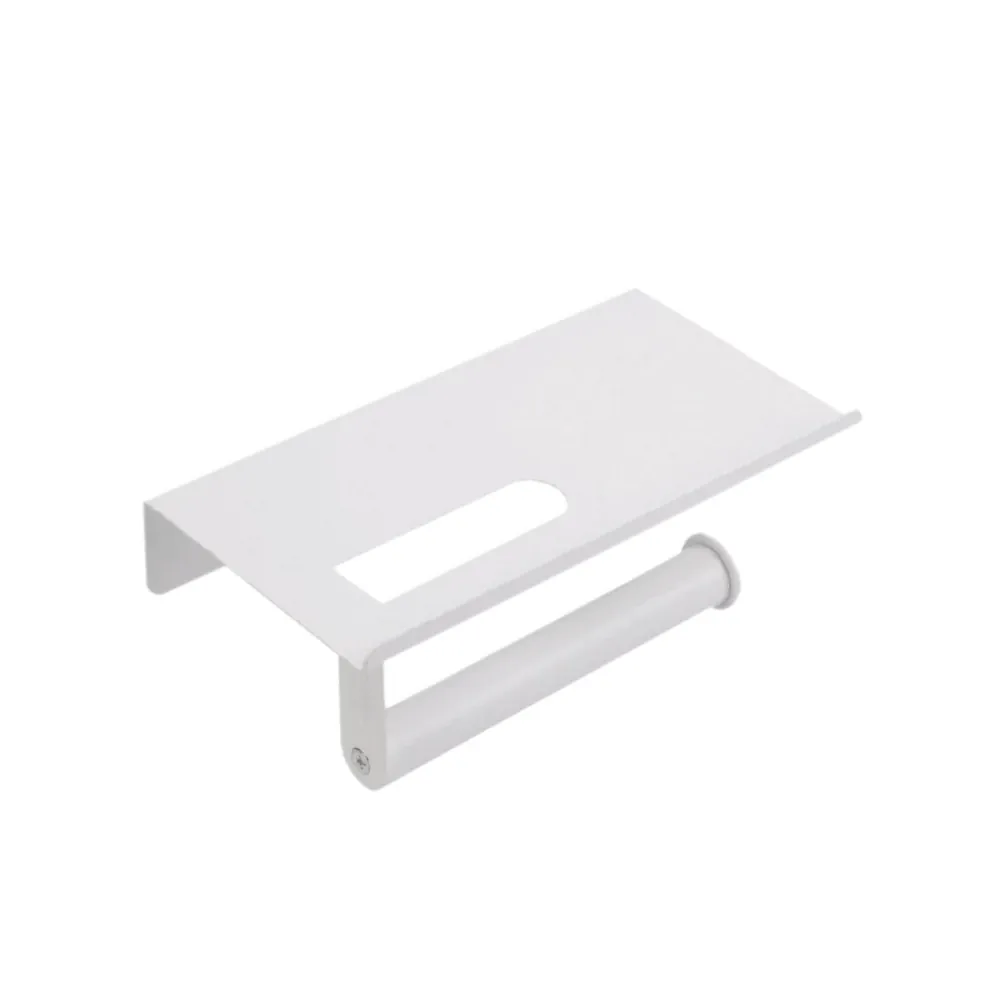 Держатель для туалетной бумаги с полкой для телефона белый B1154 W [12358]