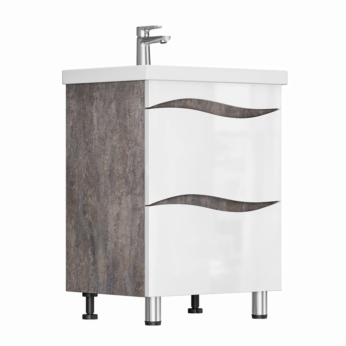 Тумба Афродита для умывальника  COMO 60 (2 ящика) цемент GRADEONIKA