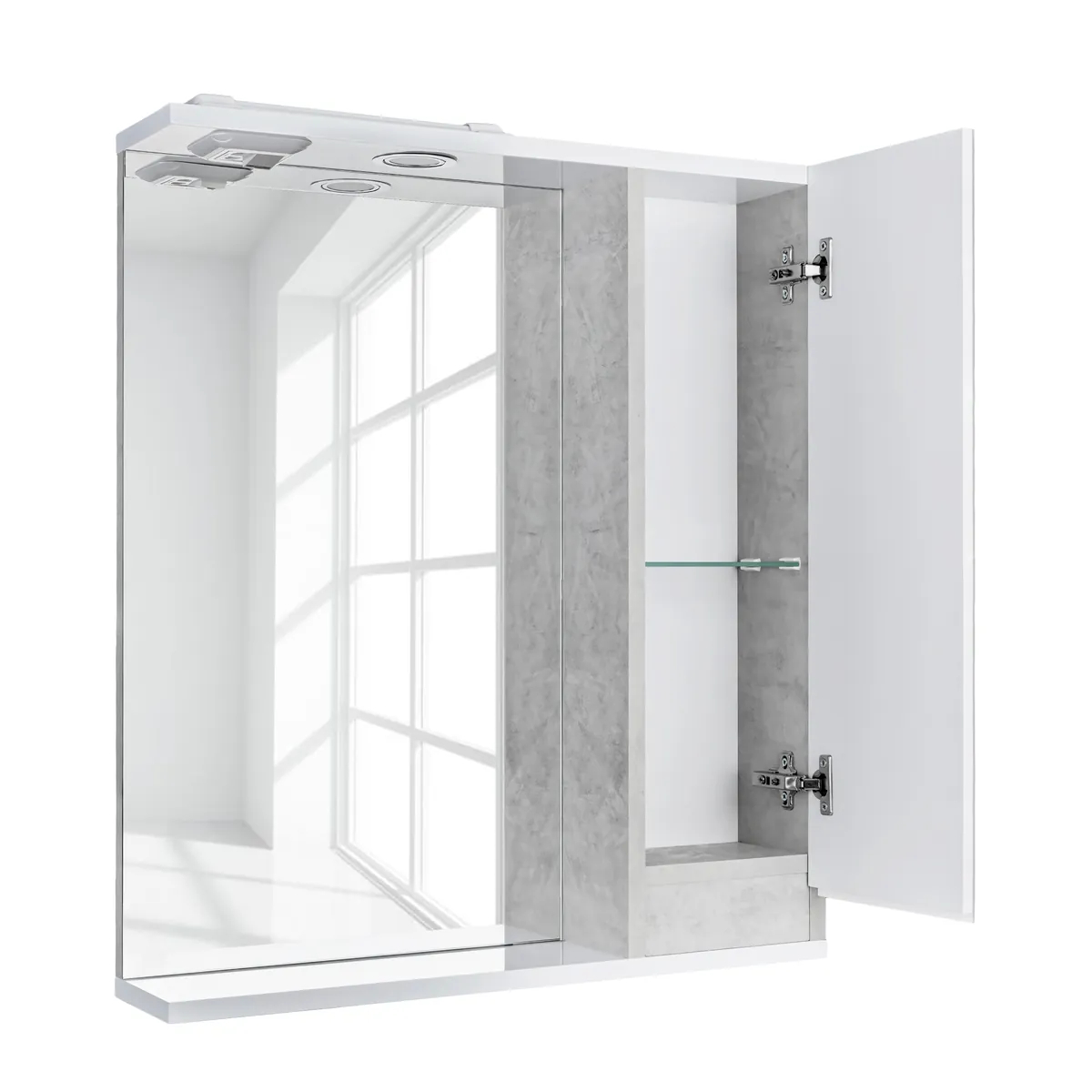 Шкаф зеркальный Зефир 600 с подсветкой, слейт, прав. GRADEONIKA