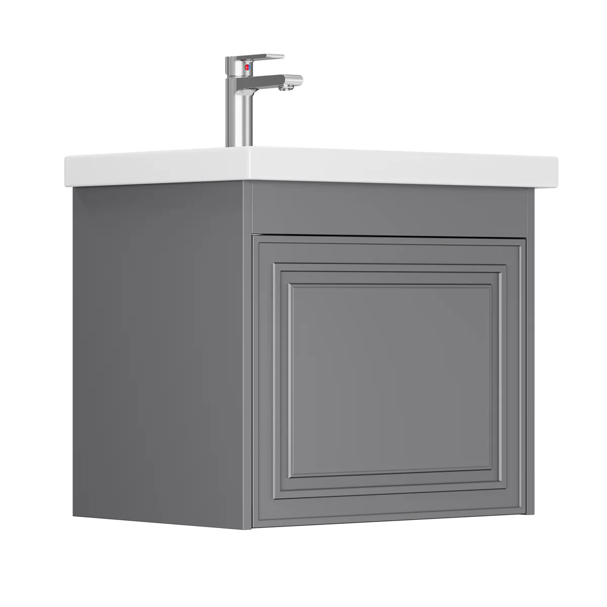 Тумба Эллада для умывальника СОМO 60 серая 2 ящ. с шар. нап., push-to-open GRADEONIKA