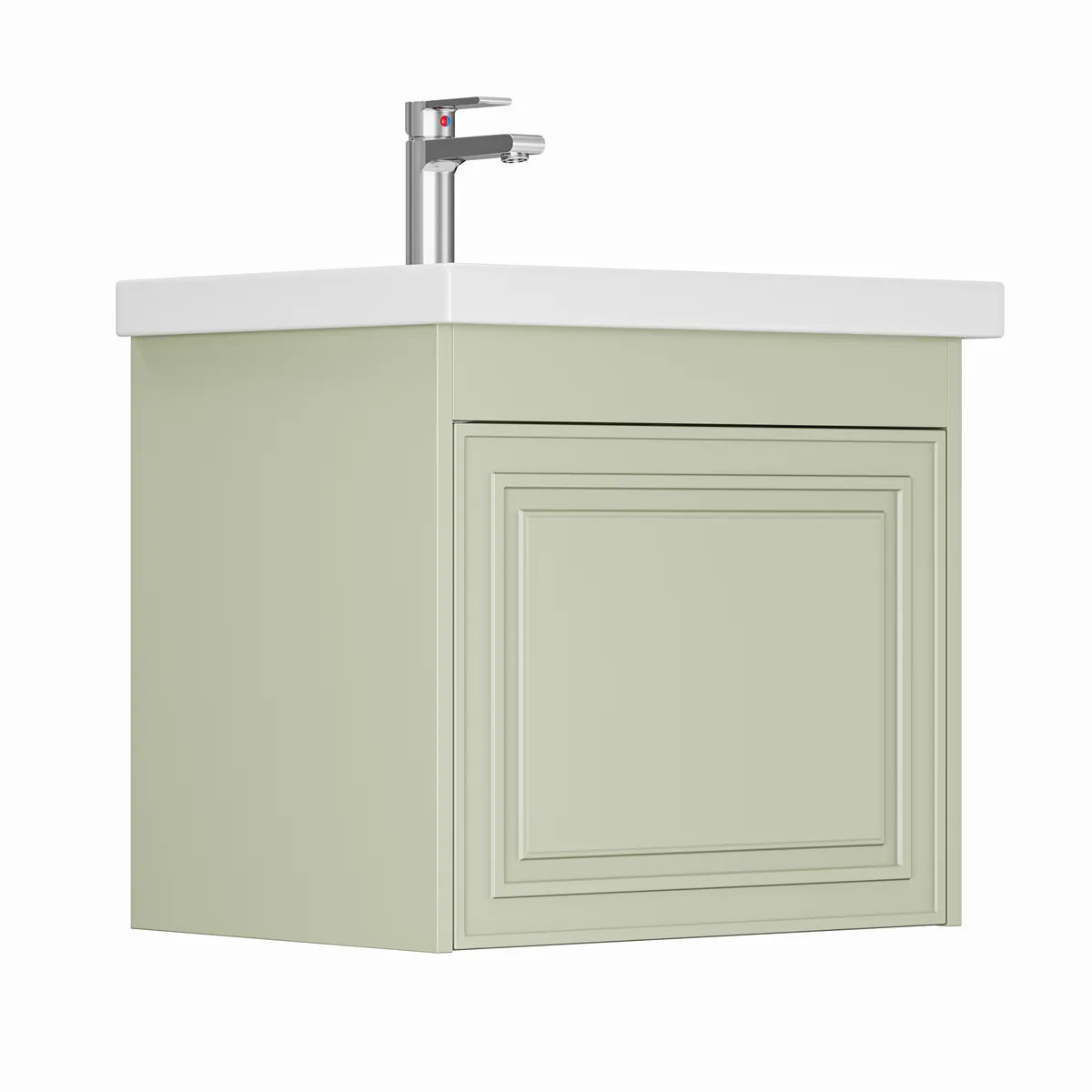 Тумба Эллада для умывальника СОМO 60 фисташка 2 ящ. с шар. нап., push-to-open GRADEONIKA