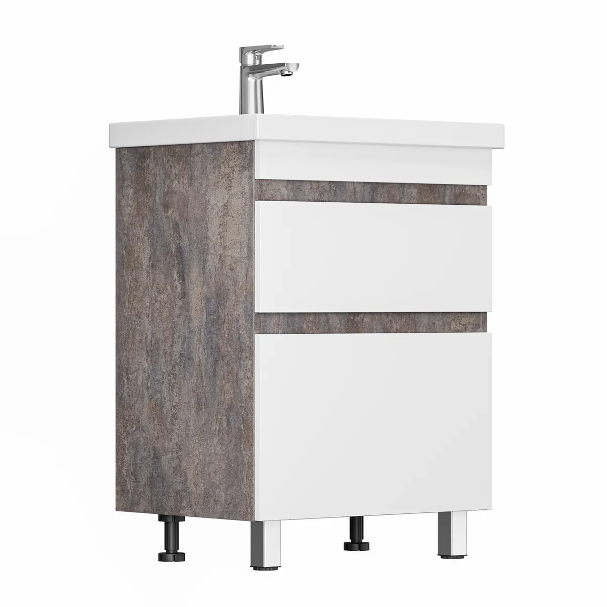 Тумба Кассандра для умывальника COMO 60 (цемент) (2 ящика) GRADEONIKA
