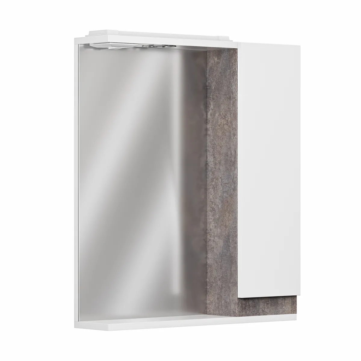 Шкаф зеркальный Кассандра 600 с подсветкой, прав. (цемент) GRADEONIKA