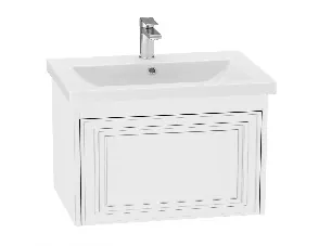 Тумба Эллада для умывальника СОМO 80 бланж 2 ящ. (скрытый ящик) с шар. нап., push-to-open GRADEONIKA