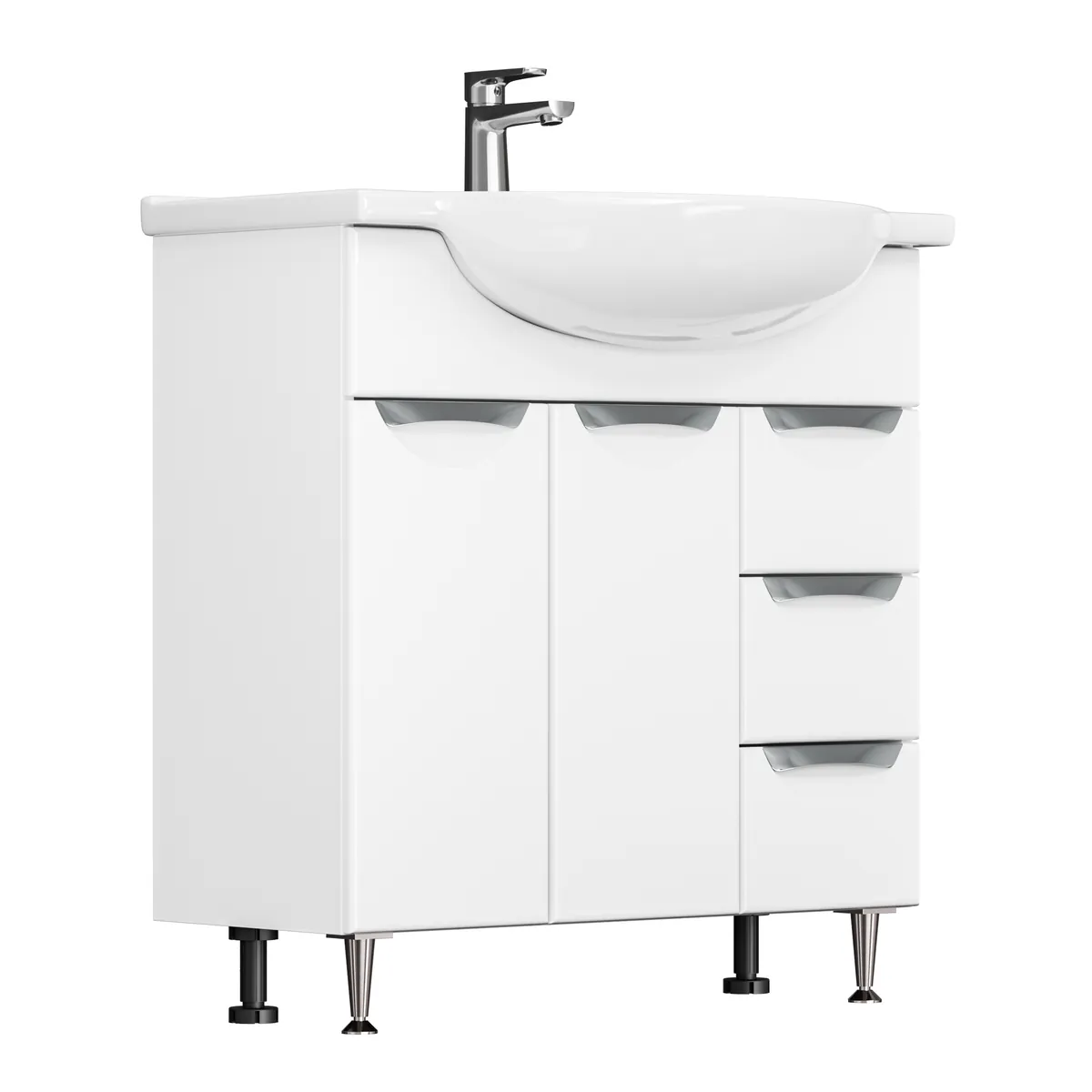 Тумба Аура с умывальником 80 (3 ящика) GRADEONIKA