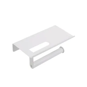 Держатель для туалетной бумаги с полкой для телефона белый B1154 W [12358]