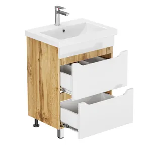 Тумба Феникс для умывальника СОМO 60 дуб вотан 2 ящ. с  шар. нап. 350 мм с доводчиком  GRADEONIKA thumbnail
