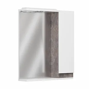 Шкаф зеркальный Кассандра 600 с подсветкой, прав. (цемент) GRADEONIKA thumbnail