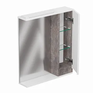 Шкаф зеркальный Кассандра 600 с подсветкой, прав. (цемент) GRADEONIKA thumbnail