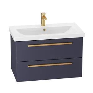 Тумба Калипсо для умывальника COMO 80 черника 2 ящика подвесная GRADEONIKA thumbnail