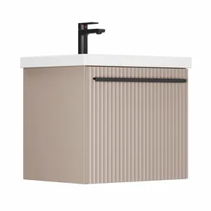 Тумба Пандора для умывальника COMO 60 тортора скрытый ящик, подвесная, ручка черная матовая GRADEONIKA thumbnail