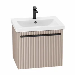 Тумба Пандора для умывальника COMO 60 тортора скрытый ящик, подвесная, ручка черная матовая GRADEONIKA thumbnail