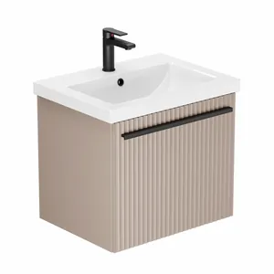 Тумба Пандора для умывальника COMO 60 тортора скрытый ящик, подвесная, ручка черная матовая GRADEONIKA thumbnail