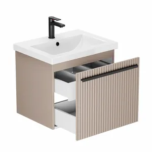 Тумба Пандора для умывальника COMO 60 тортора скрытый ящик, подвесная, ручка черная матовая GRADEONIKA thumbnail