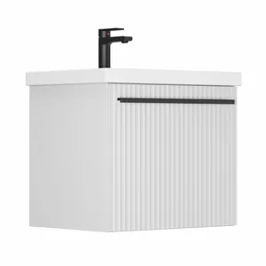 Тумба Пандора для умывальника COMO 60 белая матовая, скрытый ящик, подвесная, ручка черная матовая GRADEONIKA thumbnail