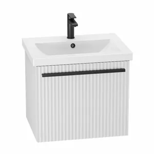 Тумба Пандора для умывальника COMO 60 белая матовая, скрытый ящик, подвесная, ручка черная матовая GRADEONIKA thumbnail