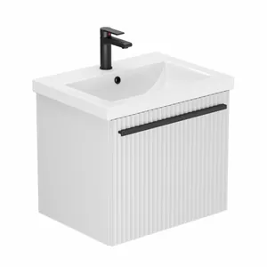 Тумба Пандора для умывальника COMO 60 белая матовая, скрытый ящик, подвесная, ручка черная матовая GRADEONIKA thumbnail