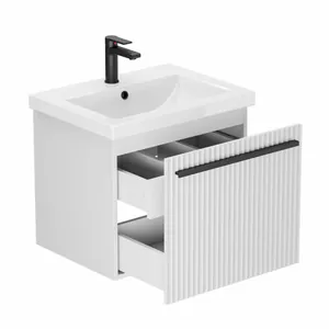 Тумба Пандора для умывальника COMO 60 белая матовая, скрытый ящик, подвесная, ручка черная матовая GRADEONIKA thumbnail