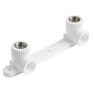 Водорозетка PP-R комбинированная с вн. резьбой двойная на планке D 20х1/2 (белая) thumbnail